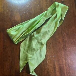 L. Erickson Green Silk Retro Hair Wrap Band Sash Headband Scarf 72”x4”